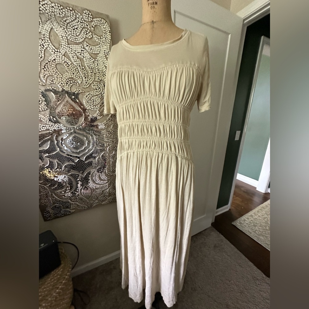 Free People Elegant Cream Short Sleeve Dress